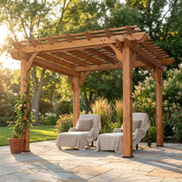 10 Ft. X 10 Ft. Traditional All Cedar Wood Outdoor Patio Pergola Shade Structure — Studio Shot