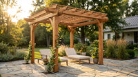 10 Ft. X 10 Ft. Traditional All Cedar Wood Outdoor Patio Pergola Shade Structure — Lifestyle