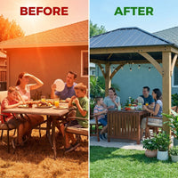 11FT X 13FT Outdoor Spruce Wood Gazebo | Patio Wooden Frame Gazebo with Galvanized Steel Roof, Heavy-Duty Hardtop Gazebos for Garden, Poolside, Deck, Backyard — Before & After