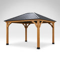 Outdoor Wood Gazebo Built to Last Decades, 11x13 Spruce Frame, Galvanized Steel Roof, FSC Certified