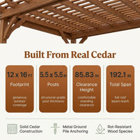 12X16 FT All Cedar Wood Wooden Pergola, Pergola Kit with Stakes, Quality Wood Supported Structure, Snow and Wind Supported, Outdoor Garden Shelter with Cedar Framed for Backyard, Deck, Lawn — Results & Stats