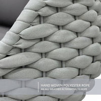 6-Piece Aluminum Patio Furniture Set, Olefin Rope Modern Outdoor Conversation Set Sectional Sofa with Water Repellent Thick Cushions and Coffee Table for Balcony, Garden, Light Grey