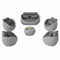 Outdoor Patio Furniture Set Built for All-Weather Use, 6-Piece Sectional, Aluminum Frame, Olefin Rope