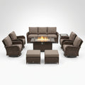 Outdoor Patio Furniture Set Built for All-Season Gatherings, Fire Pit Table, Swivel Chairs, 6-Inch Cushions