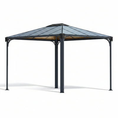 - Canopia Martinique 3600 10' X 12' X 9’ Metal Gazebo, Gray/Bronze | Outdoor Hardtop Backyard Pool Canopy DIY Kit, Heavy-Duty Aluminum Metal Frame UV Protected Polycarbonate Roof, Year-Round Use