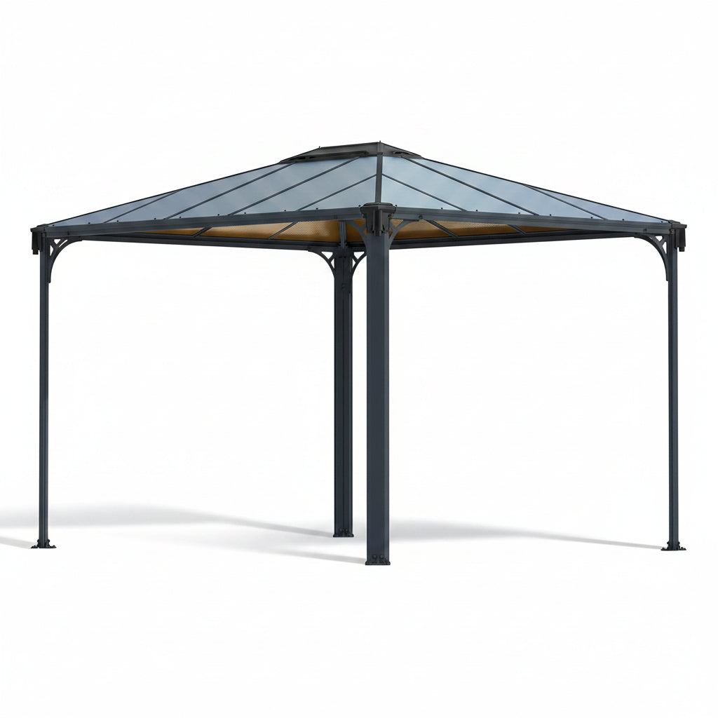 - Canopia Martinique 3600 10' X 12' X 9’ Metal Gazebo, Gray/Bronze | Outdoor Hardtop Backyard Pool Canopy DIY Kit, Heavy-Duty Aluminum Metal Frame UV Protected Polycarbonate Roof, Year-Round Use