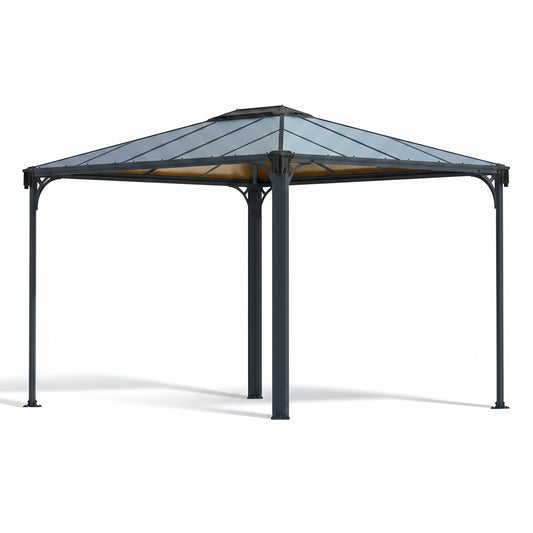 - Canopia Martinique 3600 10' X 12' X 9’ Metal Gazebo, Gray/Bronze | Outdoor Hardtop Backyard Pool Canopy DIY Kit, Heavy-Duty Aluminum Metal Frame UV Protected Polycarbonate Roof, Year-Round Use