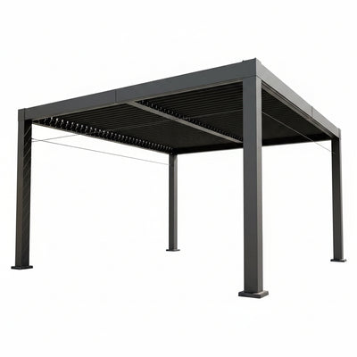 Louvered Pergola, Outdoor Pergola with Adjustable Louvered Roof, Reinforced Aluminum Frame, Integrated Drainage System, Hardtop Gazebo for Patio