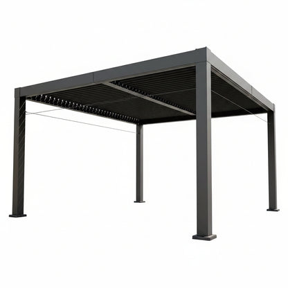 Louvered Pergola, Outdoor Pergola with Adjustable Louvered Roof, Reinforced Aluminum Frame, Integrated Drainage System, Hardtop Gazebo for Patio